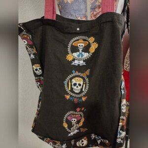 Sugar Skull Tote Bag Butterfly Floral